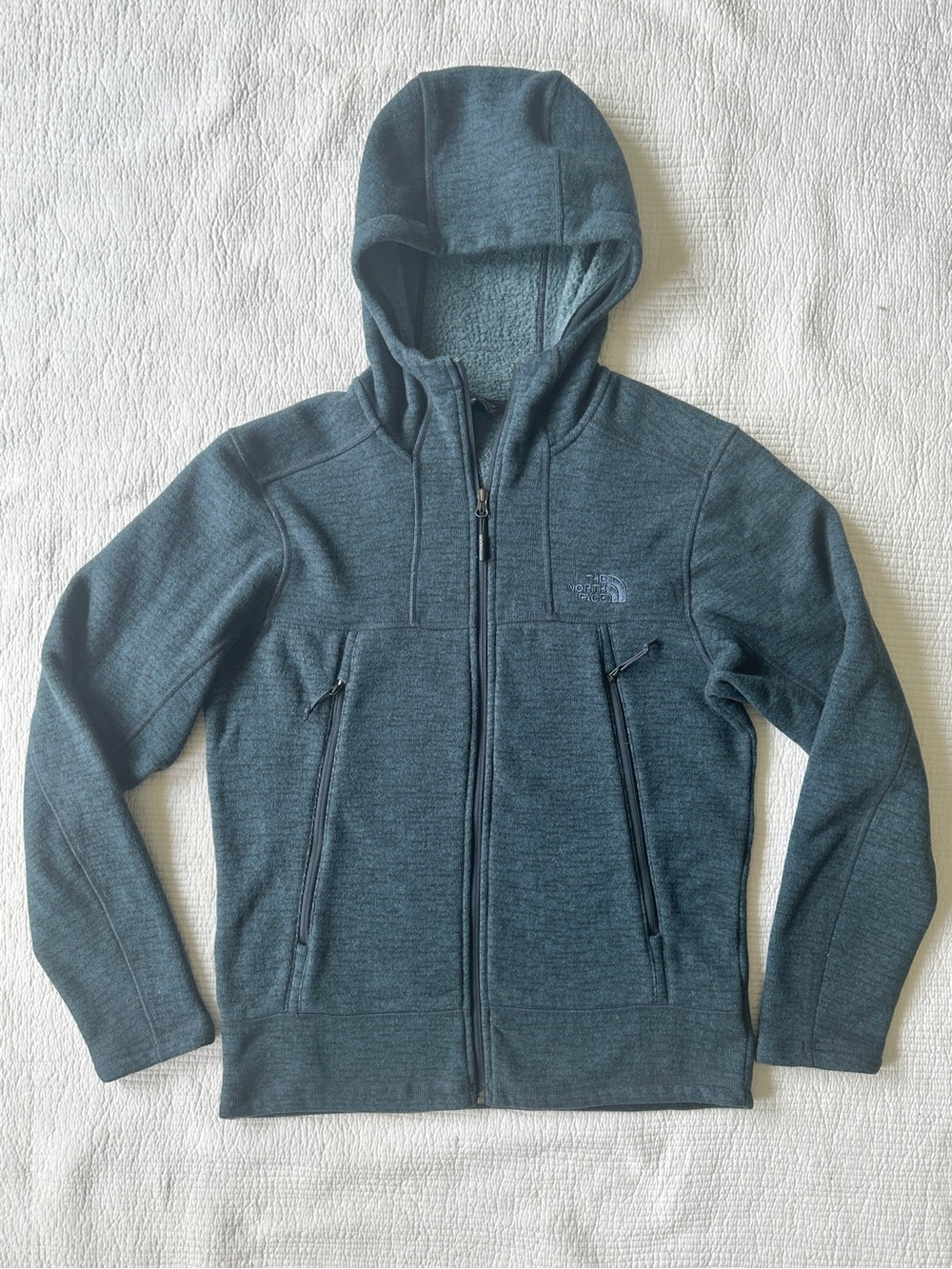 The North Face Men's Zip-Up Hooded Sweater Jacket Heather Blue Hoodie M